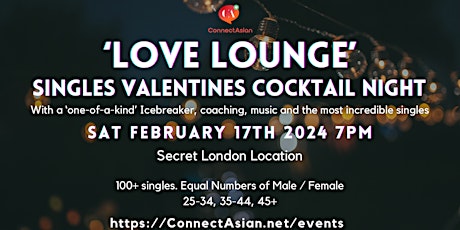 Image principale de Valentines Love Lounge - Singles Cocktail Mixer - London - ConnectAsian