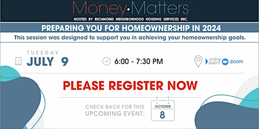 Imagen principal de Money Matters Series: Preparing You for Homeownership