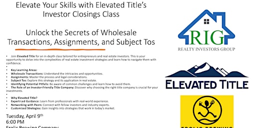 RIG - Elevate Your Skills with Elevated Title's Investor Closings Class primary image