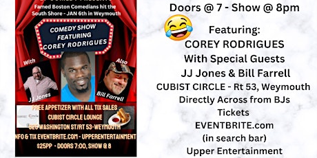 Comedy Show Featuring COREY RODRIGUES JAN 6th @ Cubist, Weymouth - Doors@ 7 primary image