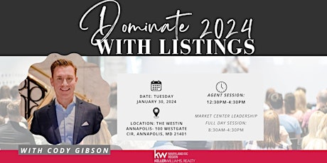 Image principale de Dominate 2024 with Listings w/ Cody Gibson