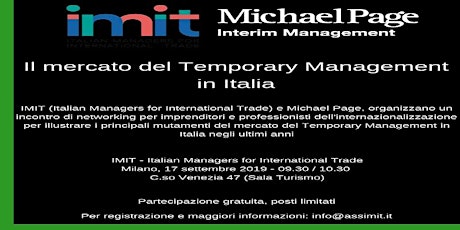 Immagine principale di Il mercato del Temporary Management in Italia - Milano, 17 settembre 2019 