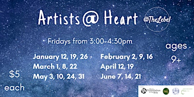 Primaire afbeelding van Artists @ Heart art class for kids ages 9+