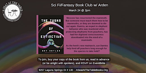 Sci Fi/Fantasy Book Club w/ Arden: "The Tusks of Extinction" primary image