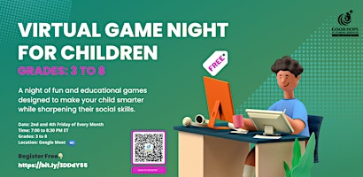 Primaire afbeelding van Virtual Game Night for Children - Twice a Month!