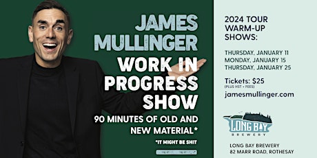 Imagem principal do evento James Mullinger  - 2024 Tour Warm Up (Work-In-Progress) at Long Bay Brewery