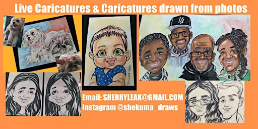 Primaire afbeelding van Live Caricatures drawn from photos for Graduation Gifts & Memorial day