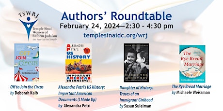 Temple Sinai Women of Reform Judaism - Authors' Roundtable - Feb. 24, 2024 primary image
