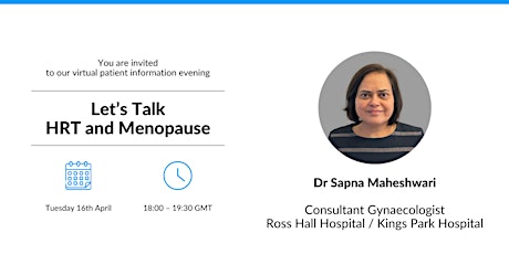 Ross Hall / Kings Park Hospital: Let's Talk HRT and Menopause