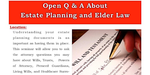 Imagen principal de Open Q&A About Estate Planning and Elder Law