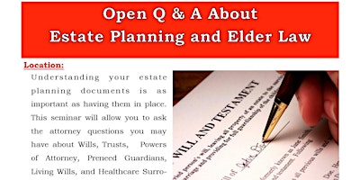 Image principale de Open Q&A About Estate Planning and Elder Law