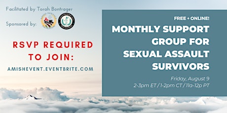 Monthly Sexual Assault Survivor Support Group (online) - August primary image
