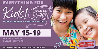 Imagen principal de Kids' Huge Pop-Up Sale - Spring Tickets JBF Coon Rapids/Ramsey