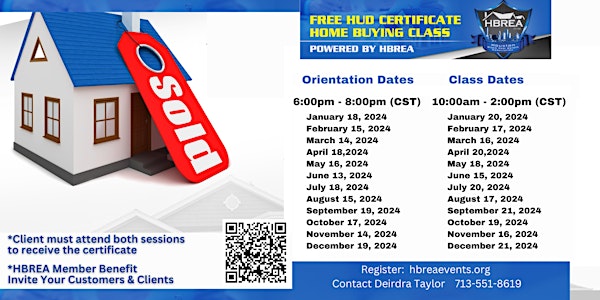HUD Certificate Home Buying Webinar by HBREA-July 2024