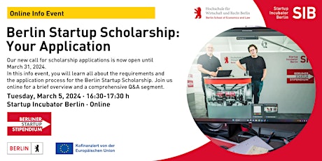 Hauptbild für Berlin Startup Scholarship @ Startup Incubator Berlin - Your Application