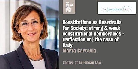 Immagine principale di Talk by Judge Cartabia on Constitutions as Guardrails for Society 