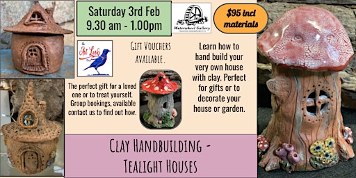 Clay Tea light Houses - 3 1/2 hour beginners ceramic hand building course primary image