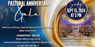 Image principale de Dr. Charlene Monk 40th Pastoral Anniversary Gala