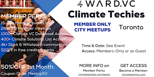 Primaire afbeelding van Climate Techies Toronto Member Sustainability & Networking Meetup