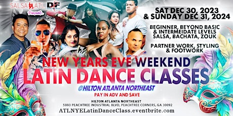 Imagem principal de New Years Eve Weekend Latin dance classes + NYE Party @ Hilton Atlanta NE