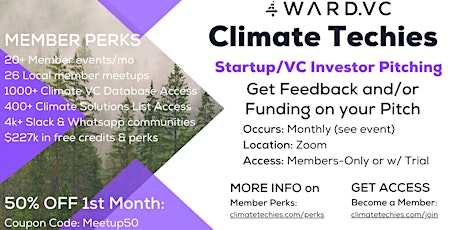 Climate Techies Startup-VC Investor Speed Dating & Fundraising Mixer