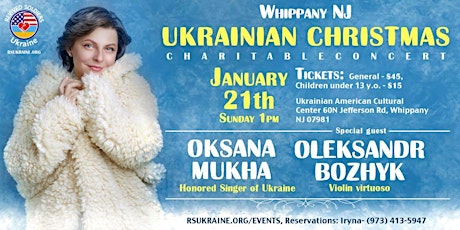 Image principale de Whippany, NJ - Ukrainian Christmas  charitable concert with  Oksana Mukha