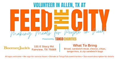Image principale de Feed The City Allen: Making Meals for People In Need