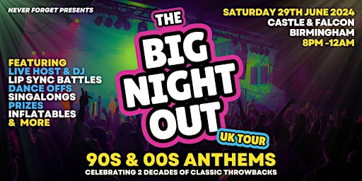 Immagine principale di BIG NIGHT OUT - 90s v 00s Birmingham, Castle & Falcon 