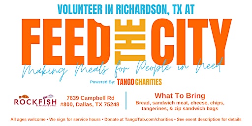 Imagem principal do evento Feed The City Richardson: Making Meals for People In Need