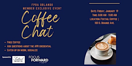 Imagen principal de FPRA Orlando Member-Only  Coffee Chat