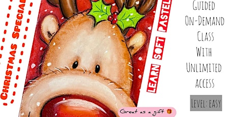 Imagem principal do evento Rudolph with Soft Pastels - On-Demand Art Class for Kids 7-10