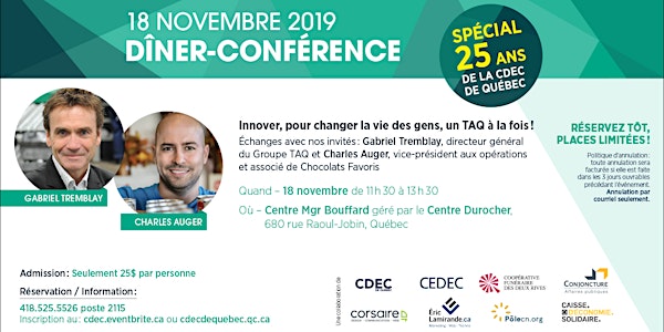 Dîner- Conférence "Spécial 25 ans de la CDEC de Québec" 