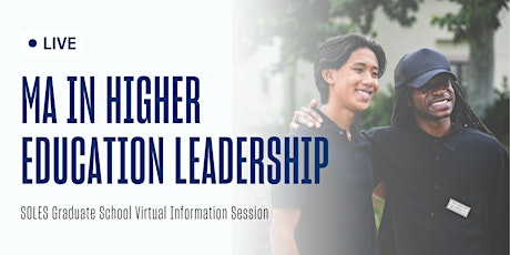 Primaire afbeelding van MA in Higher Education Leadership - Virtual Info Session