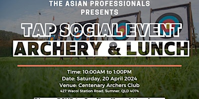 Imagem principal de TAP Archery & Lunch on Sat 20 April 2024 , at 10am Centenary Archers Club