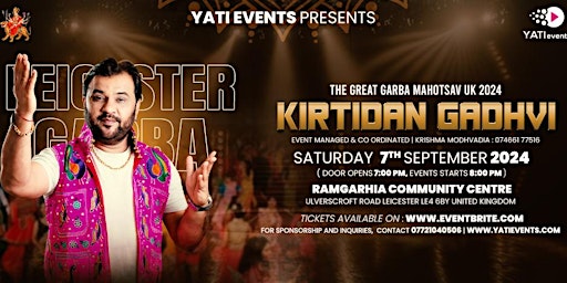 Kirtidan Gadhvi Pre-Navratri  in UK part of The Great Garba Mahotsav 2024  primärbild