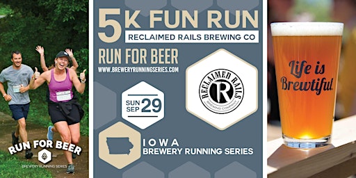 Imagem principal do evento 5k Beer Run x Reclaimed Rails Brewing Co | 2024 Iowa Brewery Running Series