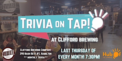 Immagine principale di Thursday Trivia  On Tap at Clifford Brewing Company (Monthly) 