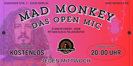Hauptbild für MAD MONKEY - DAS OPEN MIC | MITTWOCH 20:00 UHR im Mad Monkey Room