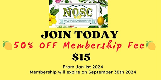 Primaire afbeelding van NOSC HALF YEAR Membership Jan 1 '24 - Sep 30 '24