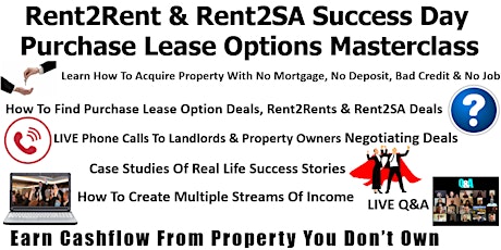 Rent2Rent, Rent2SA & No Money Down Success Day in London primary image