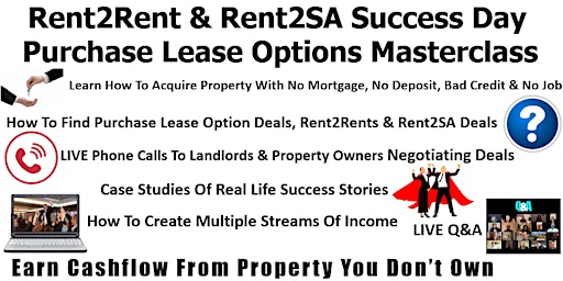 Primaire afbeelding van Rent2Rent, Rent2SA & No Money Down Success Day in London