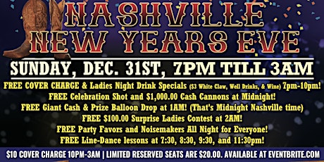 Nashville New Year's Eve @ Dixie Roadhouse primary image