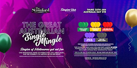 Aus Day Eve Single Mingle at Stamford Hotel, Rowville! primary image
