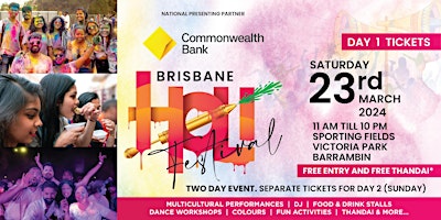 Primaire afbeelding van Holi Festival Brisbane - 23rd March 2024 - FREE Entry & Thandai**