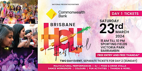 Holi Festival Brisbane - 23rd March 2024 - FREE Entry & Thandai**