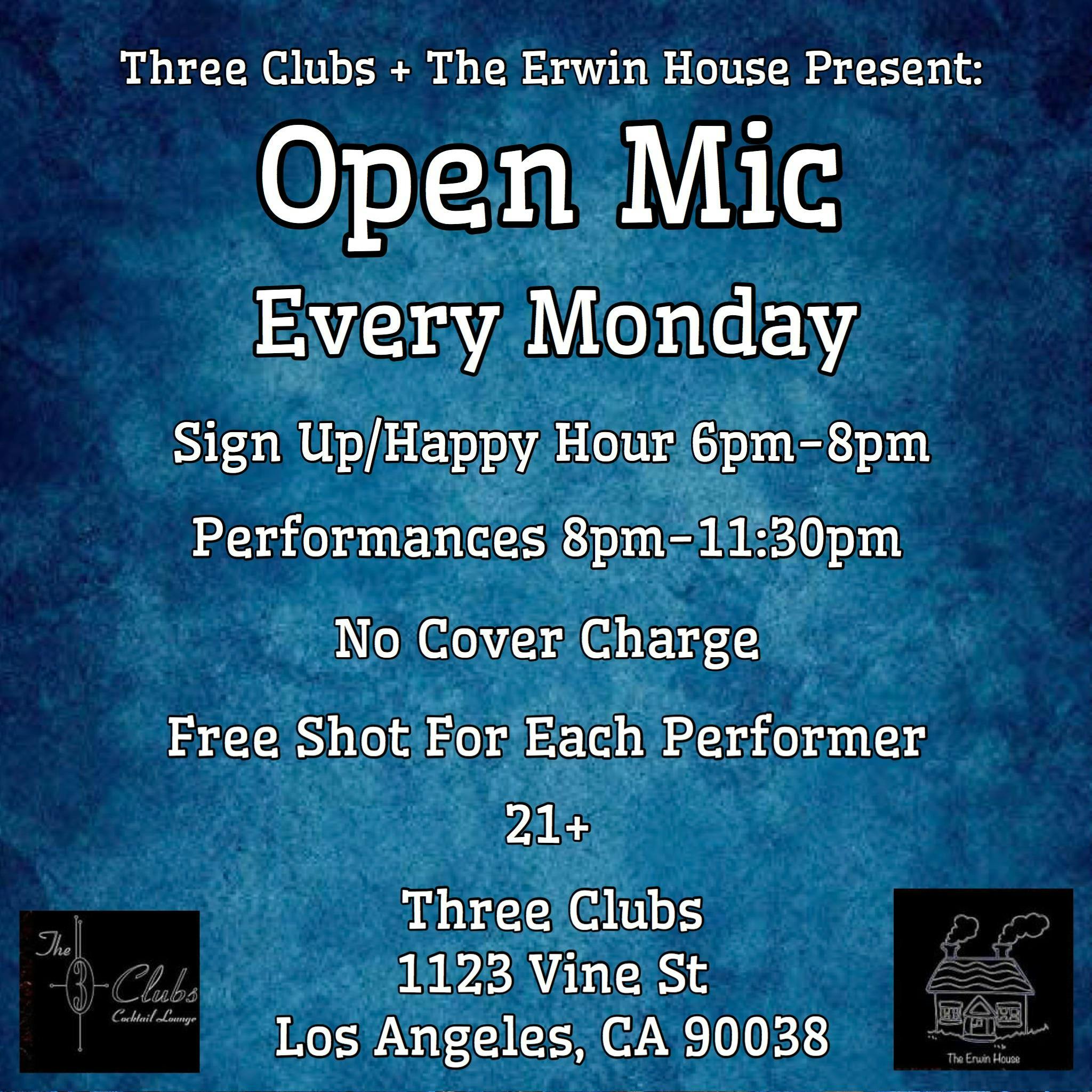Open Mic at Three Clubs