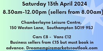 Primaire afbeelding van Car Boot Sale @ Chamberlayne Leisure Centre,  Southampton