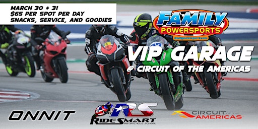 Hauptbild für Family PowerSports VIP Garage at COTA  - March 2024 (EVENT CANCELLED)