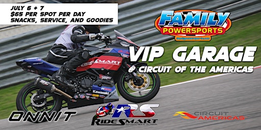 Primaire afbeelding van Family PowerSports VIP Garage at COTA with Ridesmart - July 2024