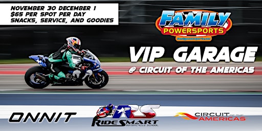 Family PowerSports VIP Garage at COTA with Ridesmart - November 2024 primary image